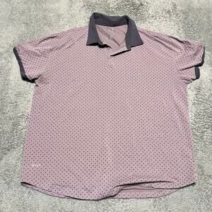 Bylt Polo Shirt Mens XXL Drop Cut Purple Dots All Over Print